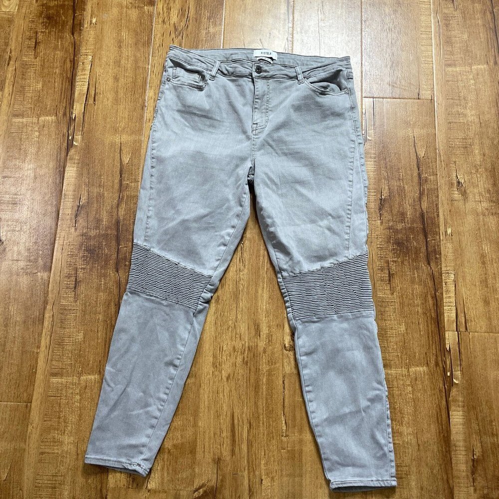 Pistola Gray Moto Skinny Jeans Women's Size‎ 33 Casual Stretch Denim Pants